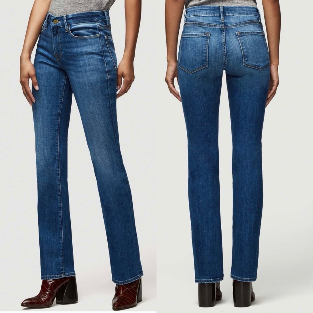 FRAME Le Mini Boot Mid Rise Bootcut Jeans 27 | Classic Dark Wash Quiet Luxury